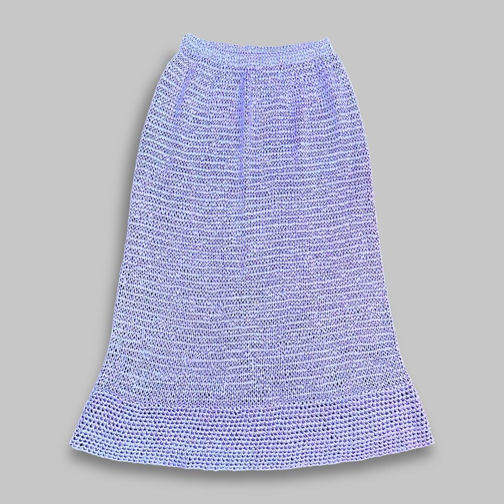 Vintage Lavender Hand-Knit A-Line Midi Skirt – Women’s Size S/M